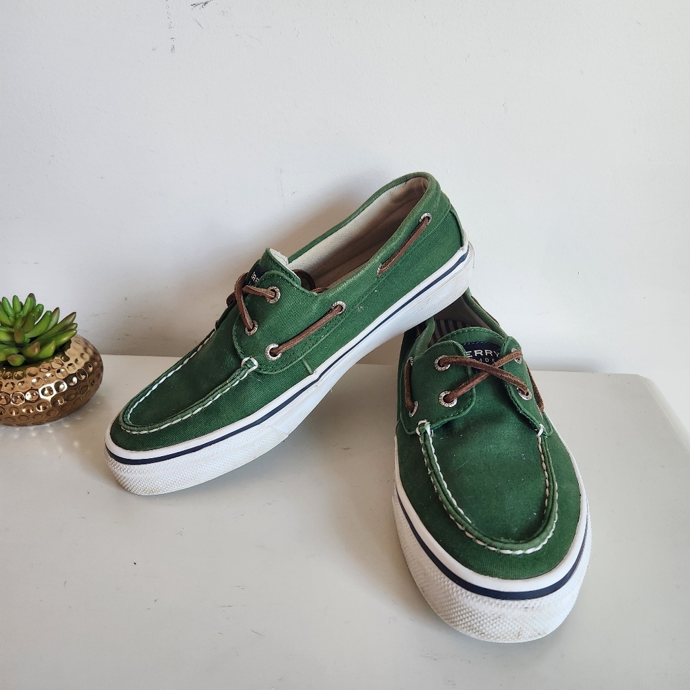 Green Sperry Men's Top-sider Boat Loafer Shoes Size 8 Men
